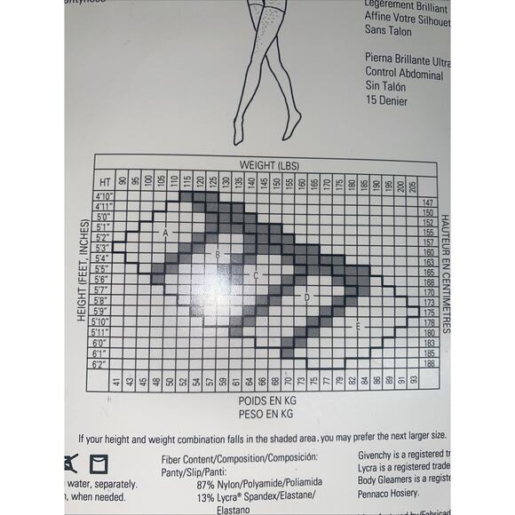 Givenchy Body Gleamers Hosiery Shimmery Ultra Sheer Control Top Cream Size B - Picture 5 of 5